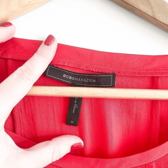 BCBGMAXAZRIA Angelika Jewelred Dress Stretch Waist Short Sleeve Red Women’s M - Picture 4 of 8